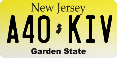 NJ license plate A40KIV
