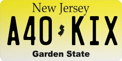 NJ license plate A40KIX
