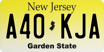 NJ license plate A40KJA