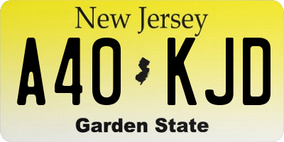 NJ license plate A40KJD
