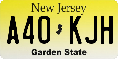 NJ license plate A40KJH