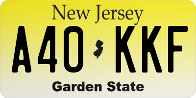NJ license plate A40KKF