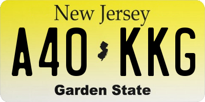 NJ license plate A40KKG
