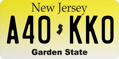 NJ license plate A40KKO