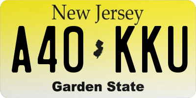 NJ license plate A40KKU
