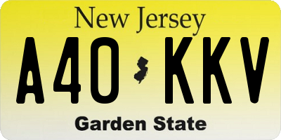 NJ license plate A40KKV