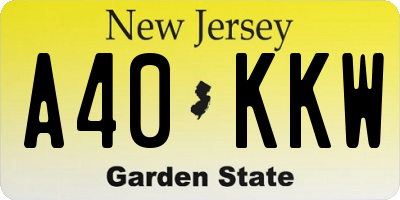 NJ license plate A40KKW