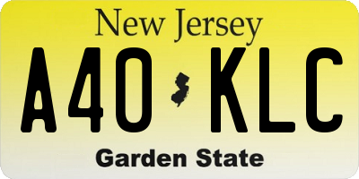 NJ license plate A40KLC
