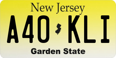 NJ license plate A40KLI