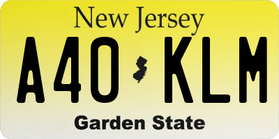 NJ license plate A40KLM