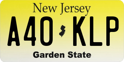 NJ license plate A40KLP