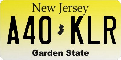 NJ license plate A40KLR