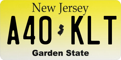 NJ license plate A40KLT