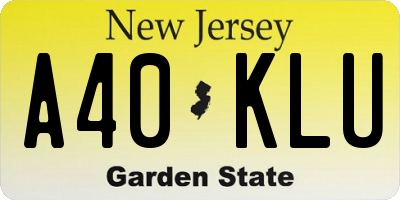 NJ license plate A40KLU