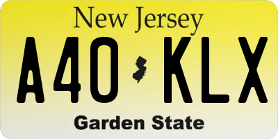 NJ license plate A40KLX