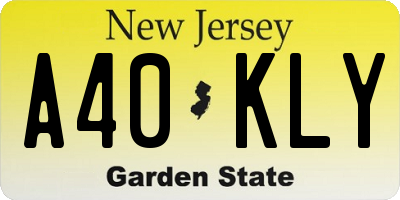 NJ license plate A40KLY