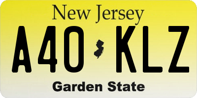 NJ license plate A40KLZ