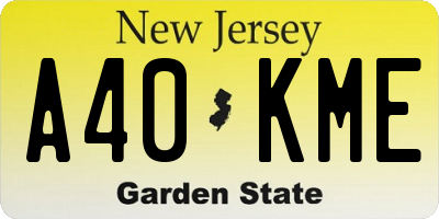 NJ license plate A40KME