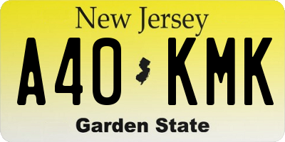 NJ license plate A40KMK