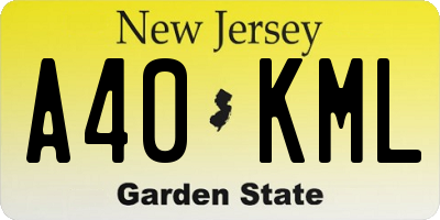 NJ license plate A40KML
