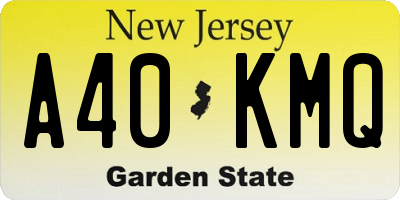 NJ license plate A40KMQ