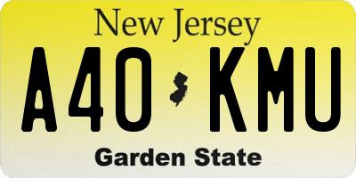 NJ license plate A40KMU