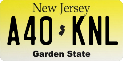 NJ license plate A40KNL