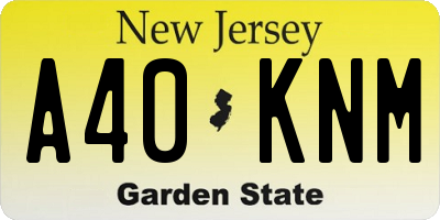 NJ license plate A40KNM