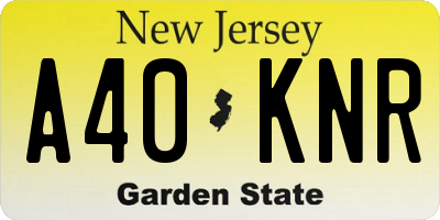 NJ license plate A40KNR