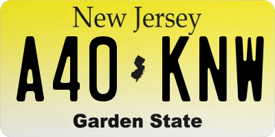 NJ license plate A40KNW