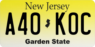 NJ license plate A40KOC