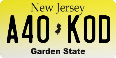 NJ license plate A40KOD