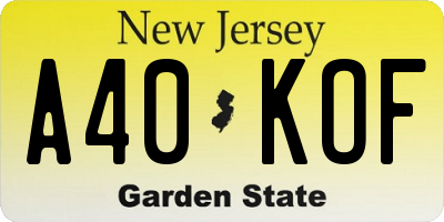 NJ license plate A40KOF
