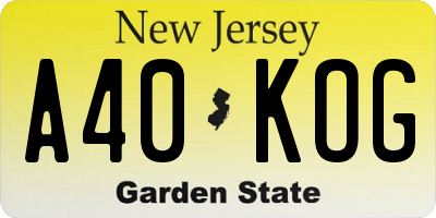 NJ license plate A40KOG