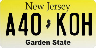 NJ license plate A40KOH