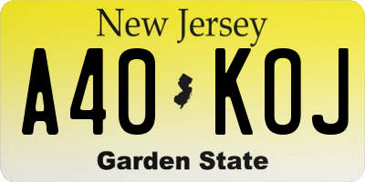 NJ license plate A40KOJ