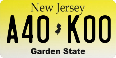 NJ license plate A40KOO