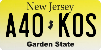 NJ license plate A40KOS