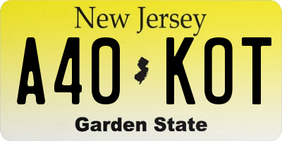 NJ license plate A40KOT