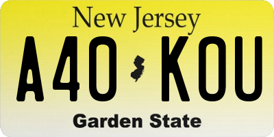 NJ license plate A40KOU
