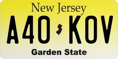 NJ license plate A40KOV