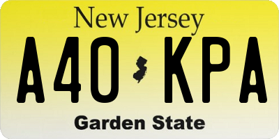 NJ license plate A40KPA