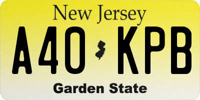 NJ license plate A40KPB
