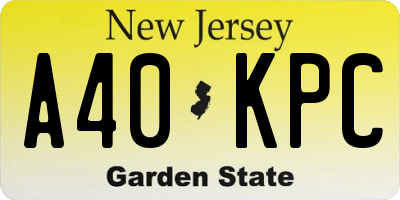NJ license plate A40KPC