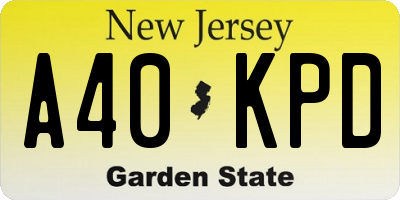 NJ license plate A40KPD