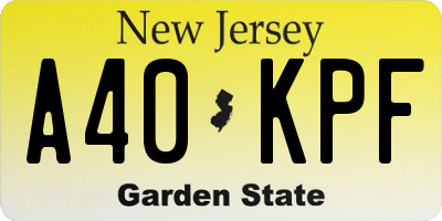 NJ license plate A40KPF