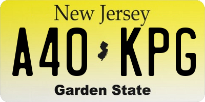 NJ license plate A40KPG