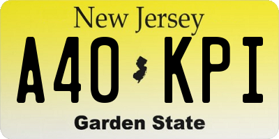 NJ license plate A40KPI