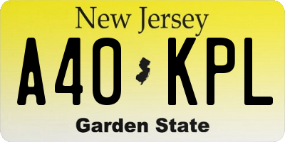 NJ license plate A40KPL