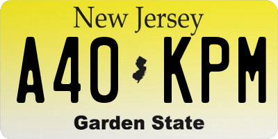 NJ license plate A40KPM
